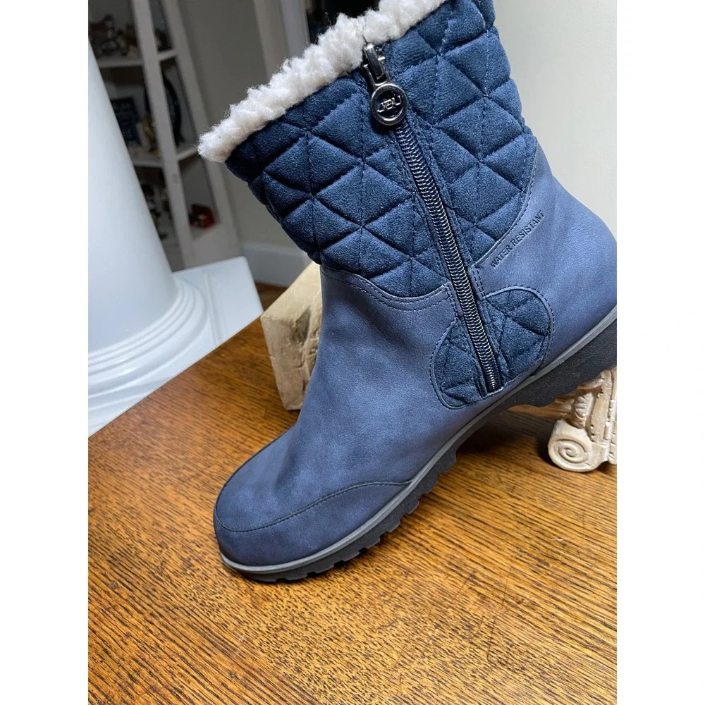 JBU Jambu Gabriella‎ Womens 11M Navy Blue Water Resistant Quilted Faux Fur Boots